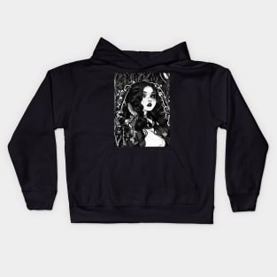 Mystical Monochrome: Explore the Mysteries of the Universe with Our Mesmerizing Black and White Art Collection Kids Hoodie